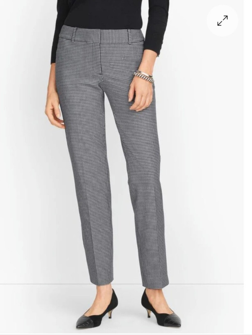 Talbots Hampshire Black and White Micro Houndstooth Trousers